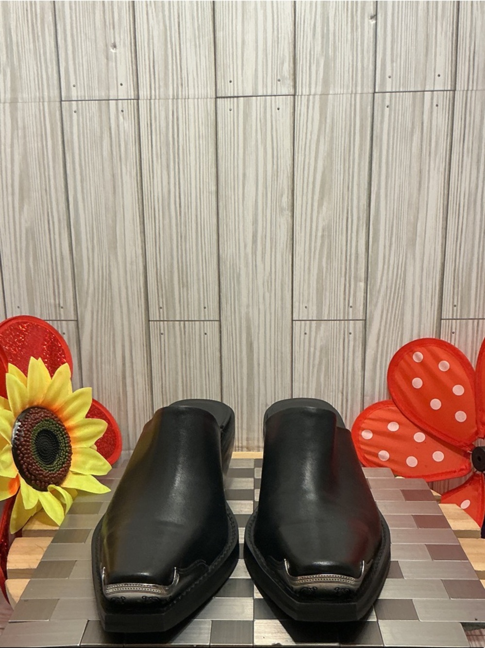 Mango Black Leather Square-Toe Mules - Picture 2 of 10